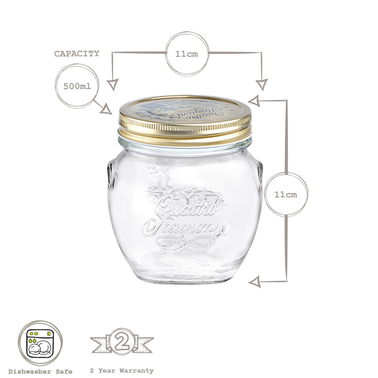 500ml Quattro Stagioni Amphora Glass Storage Jar