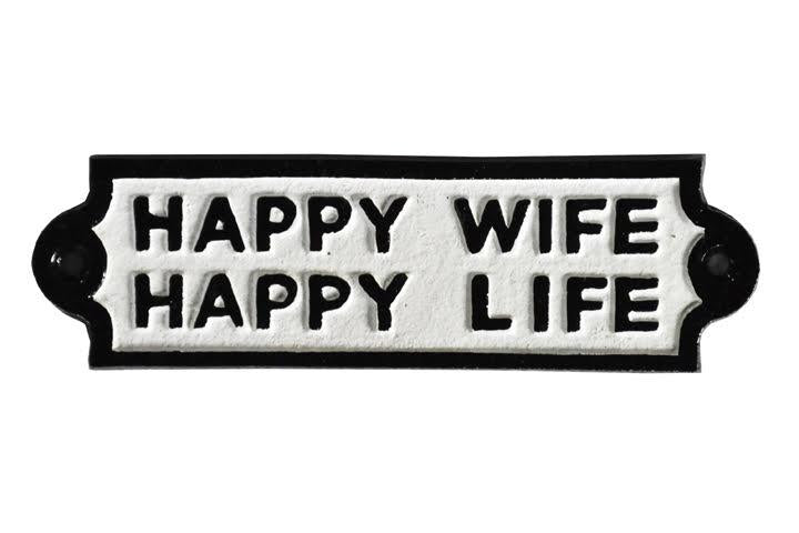 17CM CAST IRON HAPPY WIFE WALL SIGN