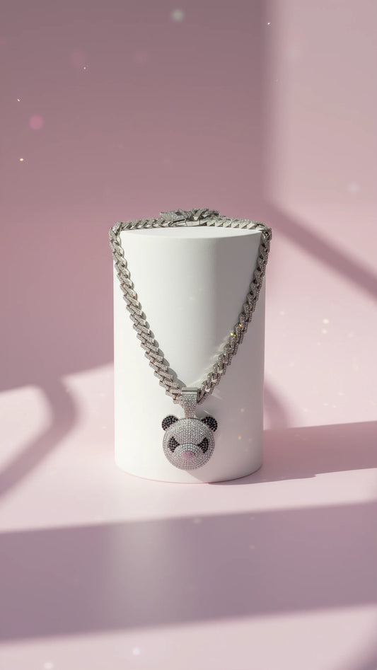 Stainless Steel Crystal Panda Chain