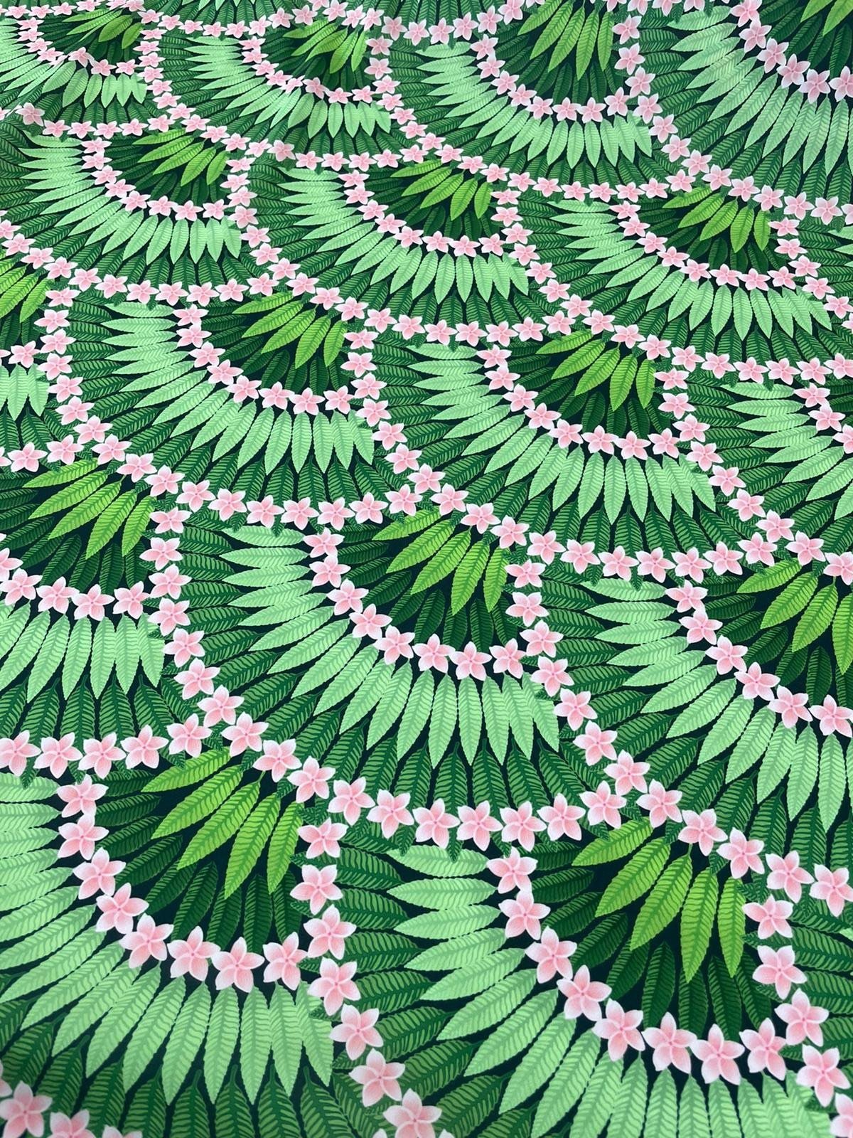 Floral Leaf Pattern Crepe Fabric