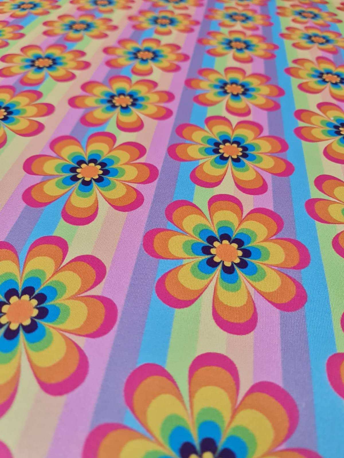 Rainbow Floral Fabric – Available in Satin, Crepe, Spandex & Chiffon | By Metre