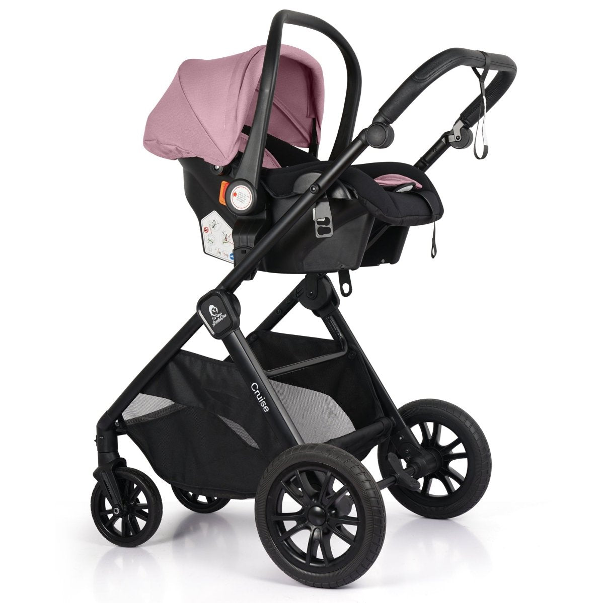 For Your Little One Cruise 3 In 1 Travel System With i-Size Car Seat - Blush Rose (Free Cupholder And Seat Liner Included!)