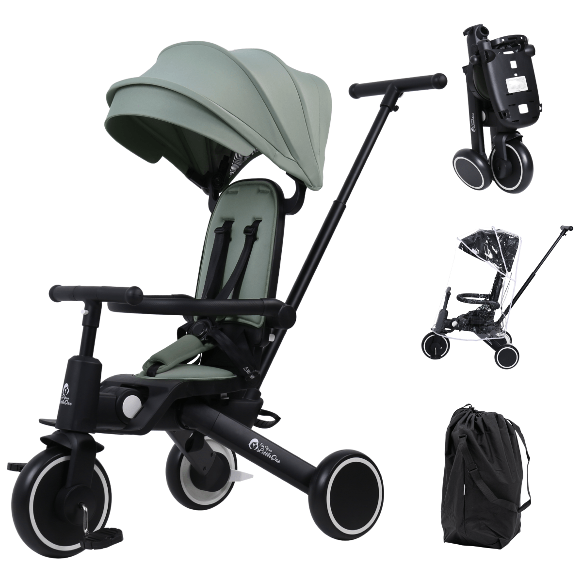 Foryourlittleone Xplor Plus 6 in 1 Foldable Trike - Green (10m-5y)