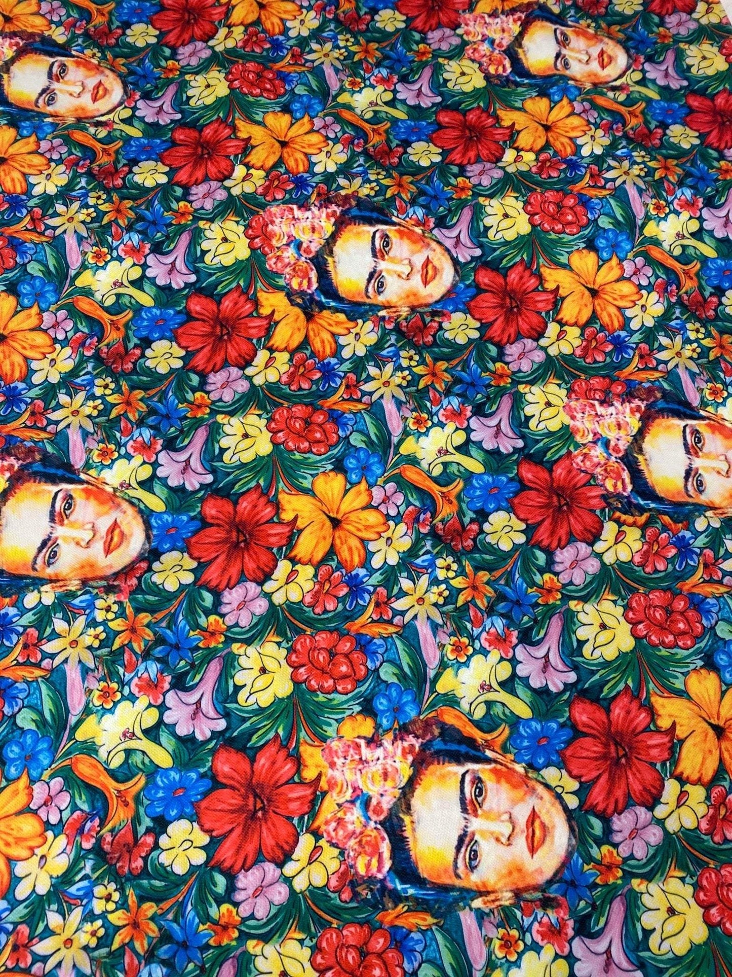 Frida Kahlo Floral Upholstery Fabric - Vibrant Artistic Design for Home Decor