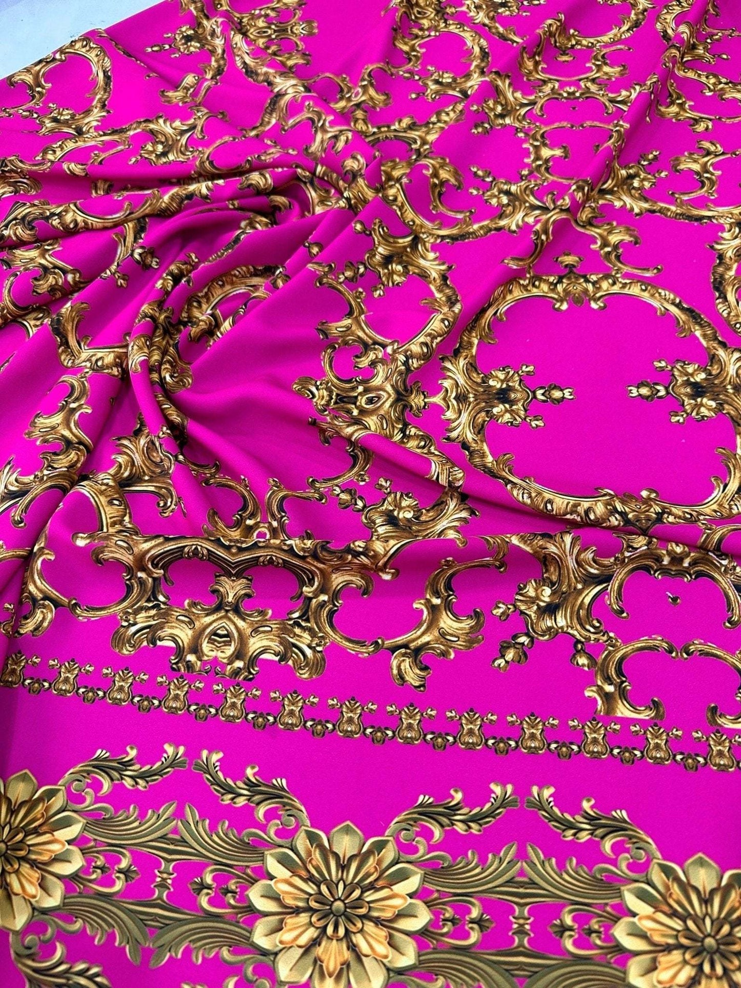 Fuchsia Baroque Fabric – Custom Printed Fabric, Choose Material by Metre