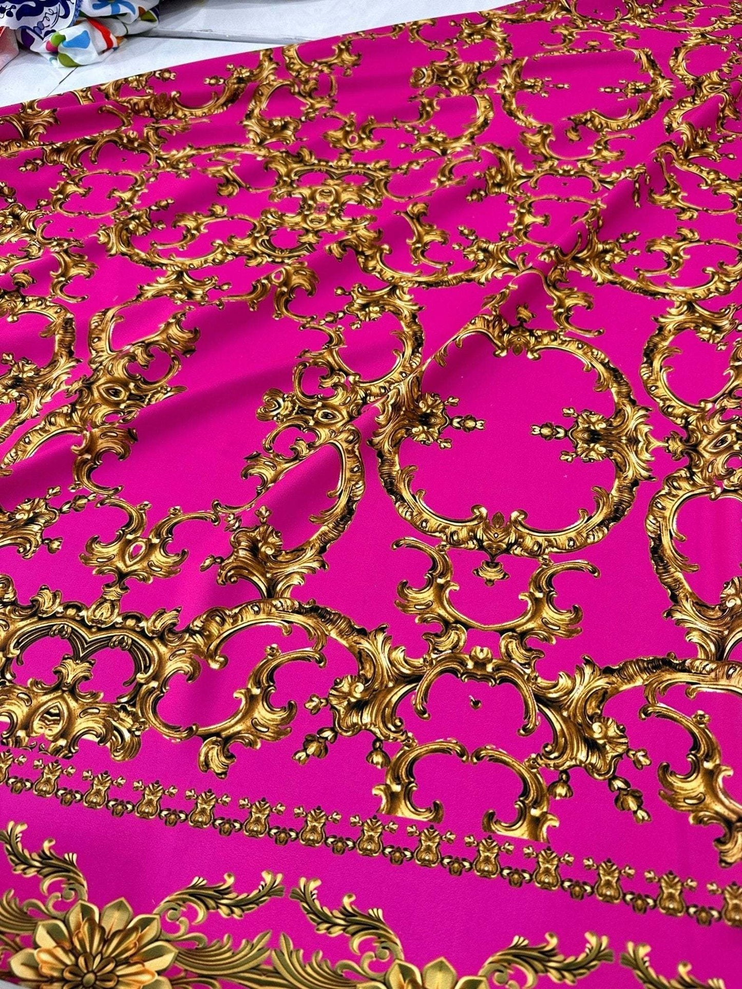 Fuchsia Baroque Fabric – Custom Printed Fabric, Choose Material by Metre