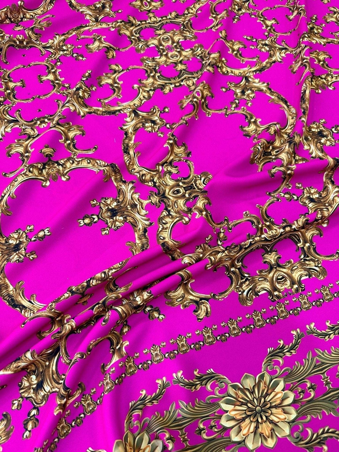 Fuchsia Baroque Fabric – Custom Printed Fabric, Choose Material by Metre