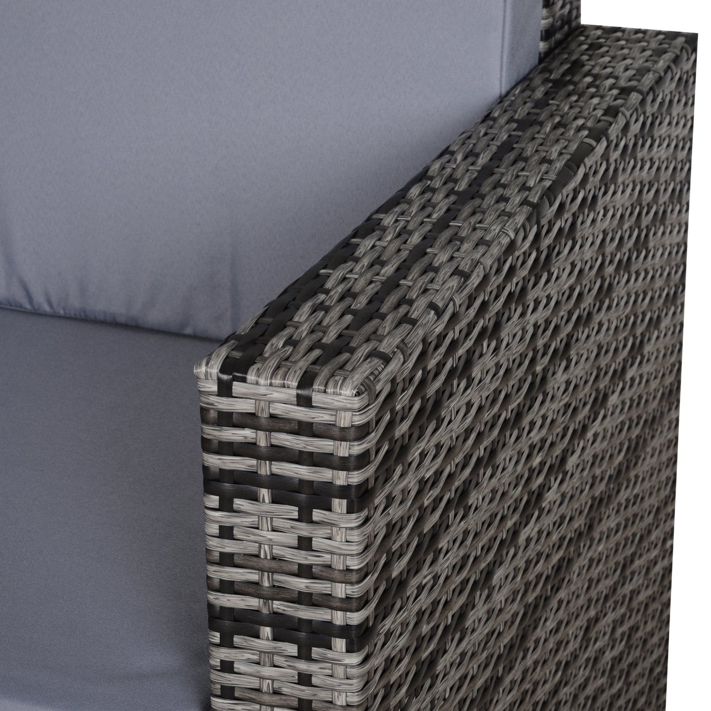 Outsunny Rattan Wicker 2-seat Sofa Loveseat Padded Garden Furniture Grey