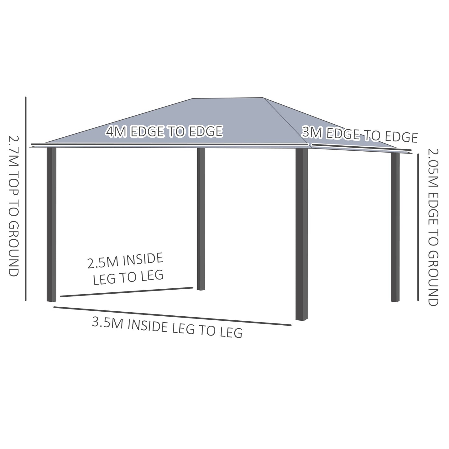 4 x 3M Patio Gazebo Canopy Garden Tent Shelter with Vented Roof