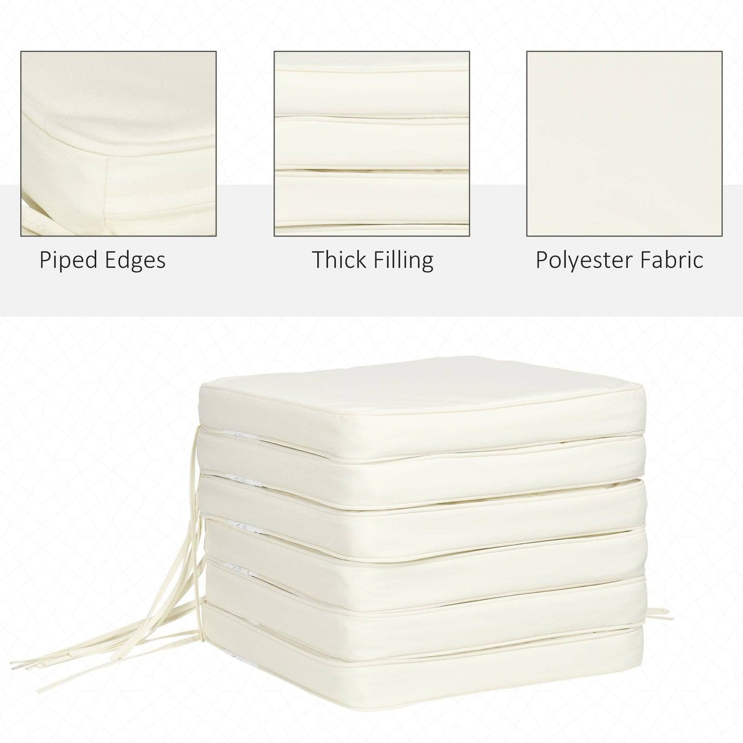 Set of Six Replacement Chair Cushions - Cream White