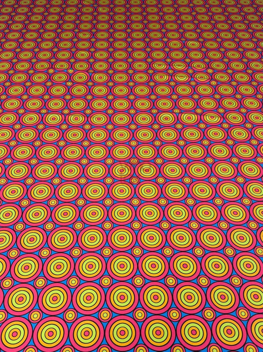 Colorful Geometric Circles Print Fabric – Custom Printed Fabric, Choose Material by Metre
