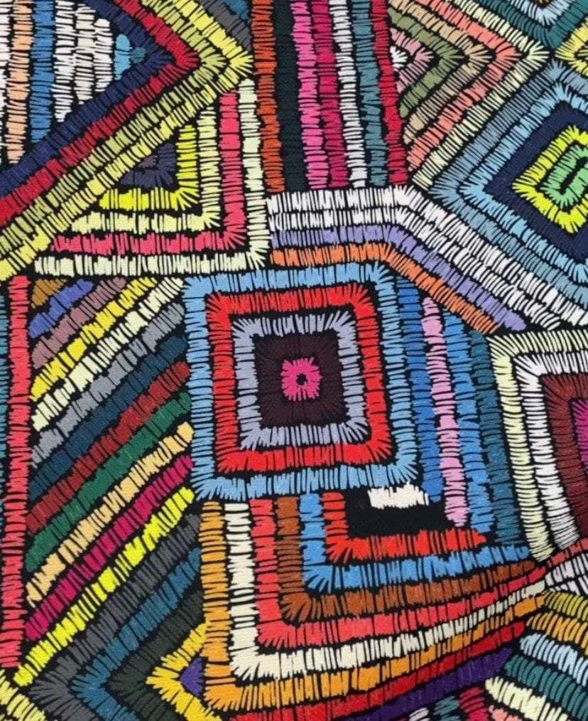 Geometric Colorful Wave Fabric – Custom Printed Fabric, Choose Material by Metre