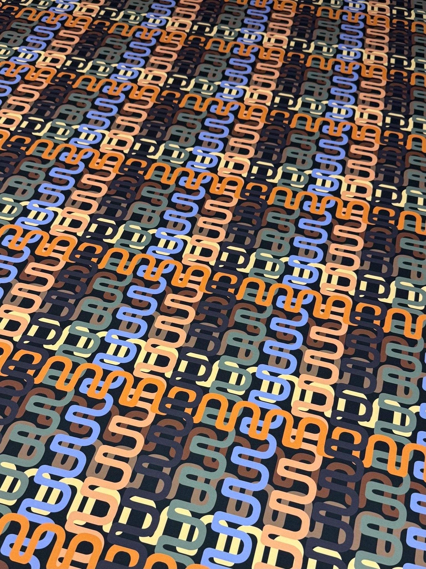 Geometric Retro Chain Link Pattern Fabric – Multiple Fabric Options, Sold by Metre