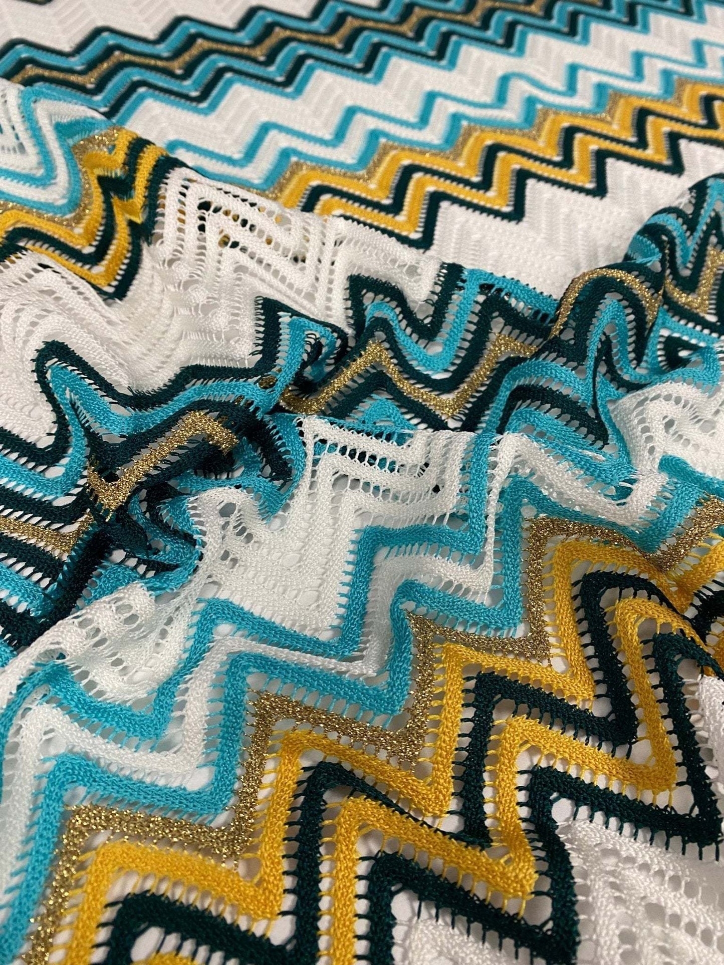 Geometric Zigzag Embroidered Fabric