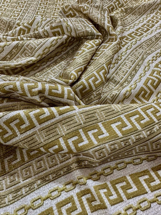 Gold Greek Key Lurex Fabric