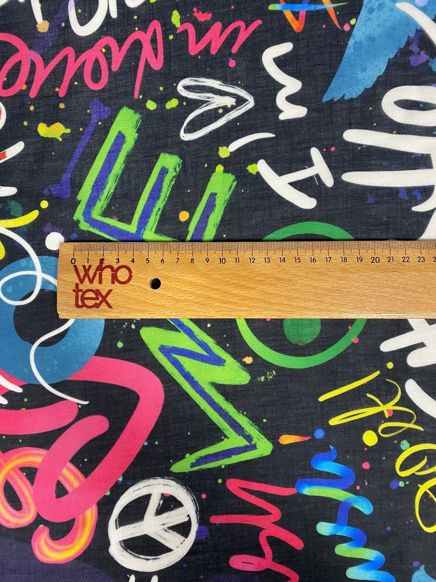 Graffiti Print Linen Fabric by the Metre