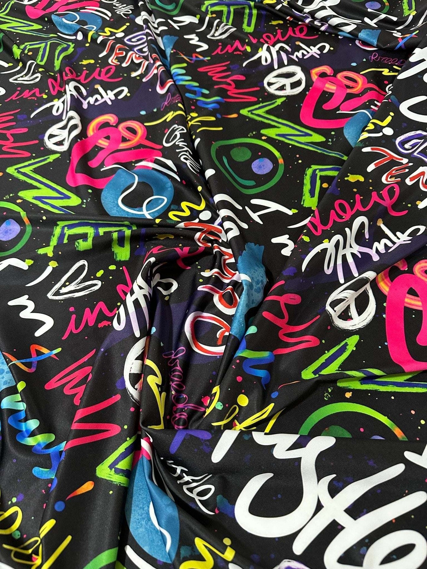 Graffiti Street Art Fabric – Multiple Fabric Options, Sold by Metre