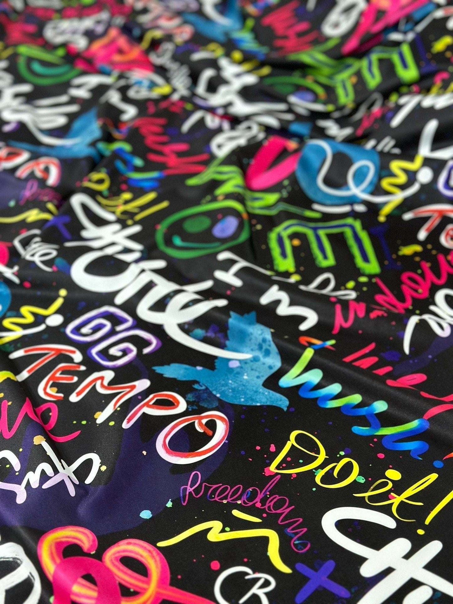 Graffiti Street Art Fabric – Multiple Fabric Options, Sold by Metre