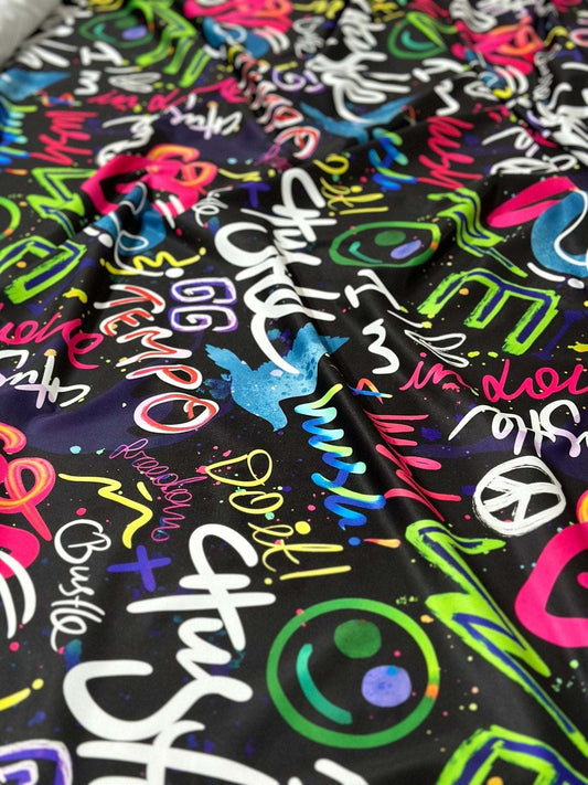 Graffiti Street Art Fabric – Multiple Fabric Options, Sold by Metre