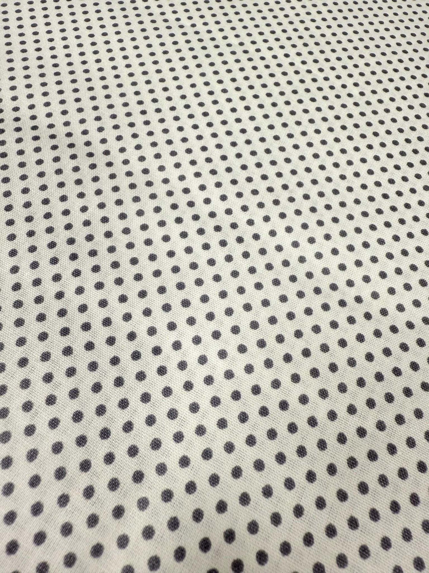 Gray Polka Dot Poplin Fabric, Full Cotton Fabric By The Yard