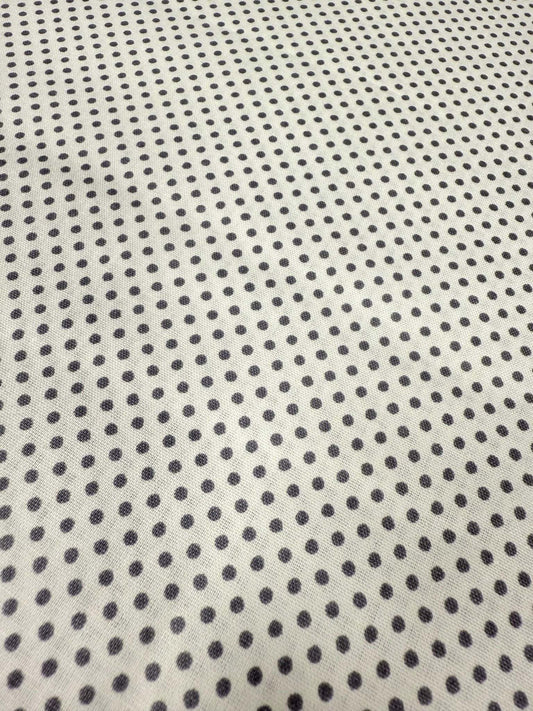 Gray Polka Dot Poplin Fabric, Full Cotton Fabric By The Yard