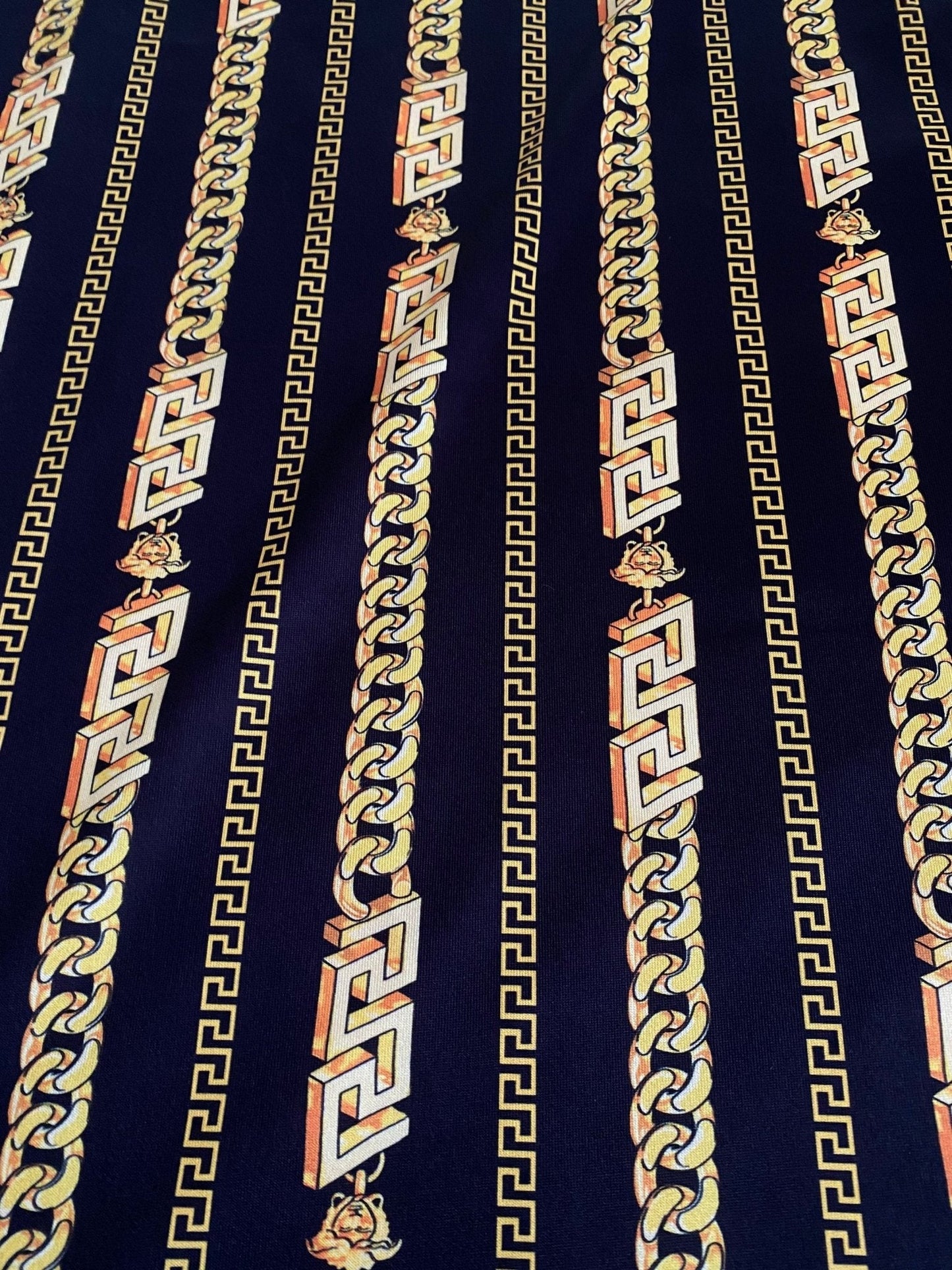 Greek Key Black and Gold Pattern Fabric