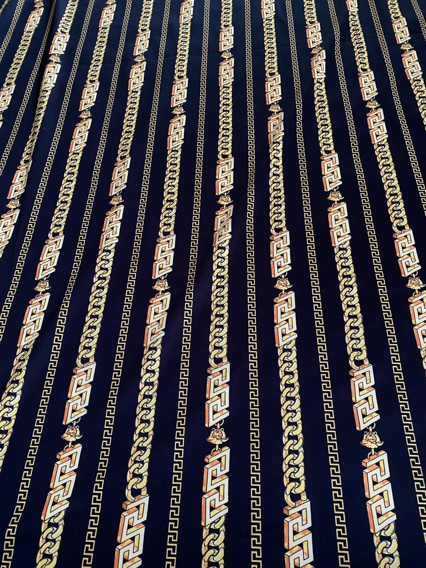 Greek Key Black and Gold Pattern Fabric