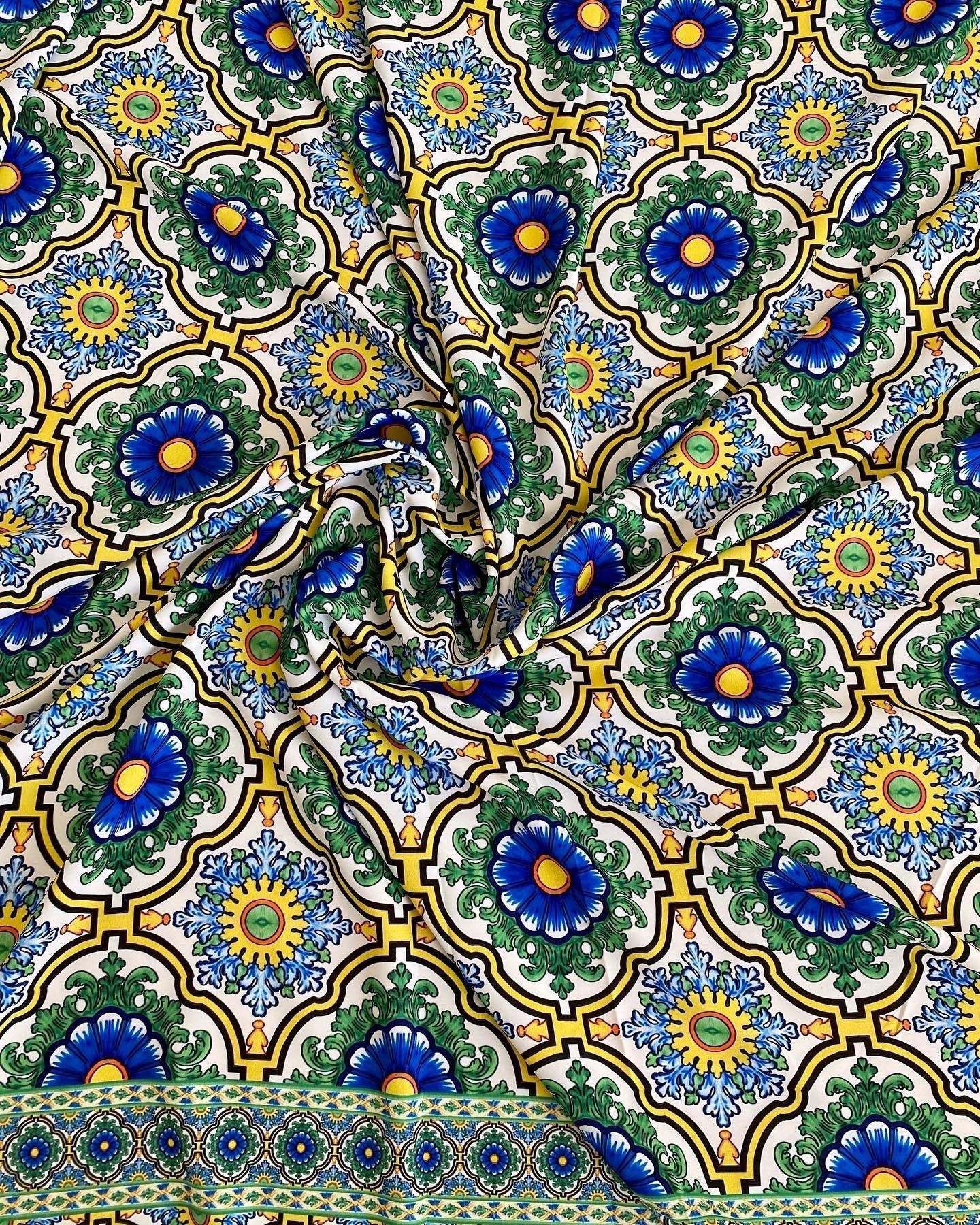 Sicilian Pattern Green Fabric