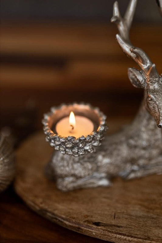 Set of Two Resin Deer Tealight Holder