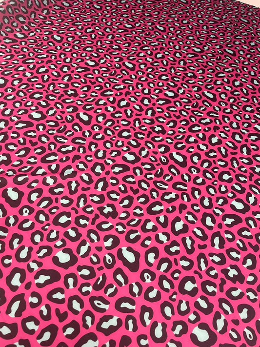 Hot Pink Leopard Print Fabric – Bold Animal Pattern by Metre