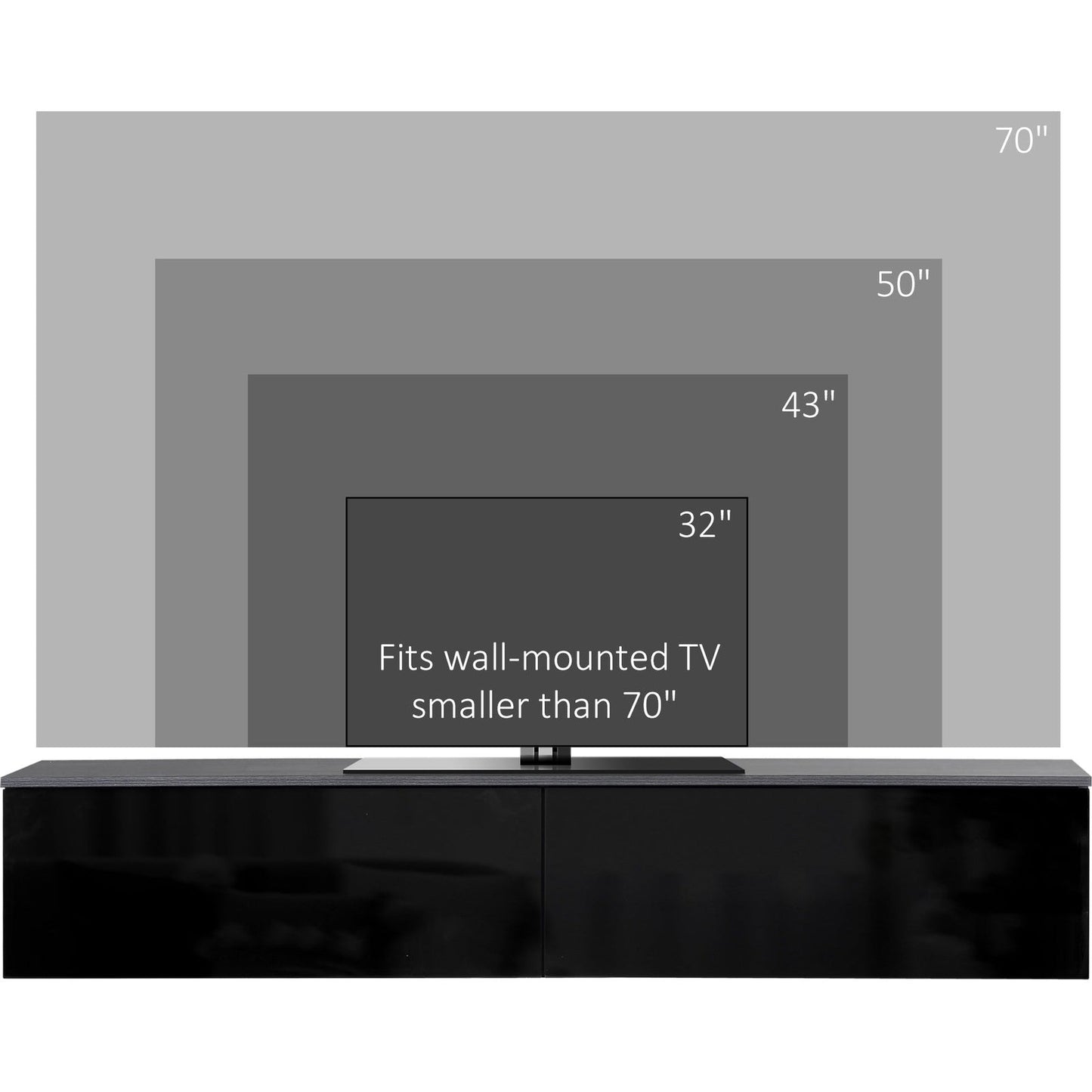 High Gloss Floating TV Unit Stand for TVs up to 70"