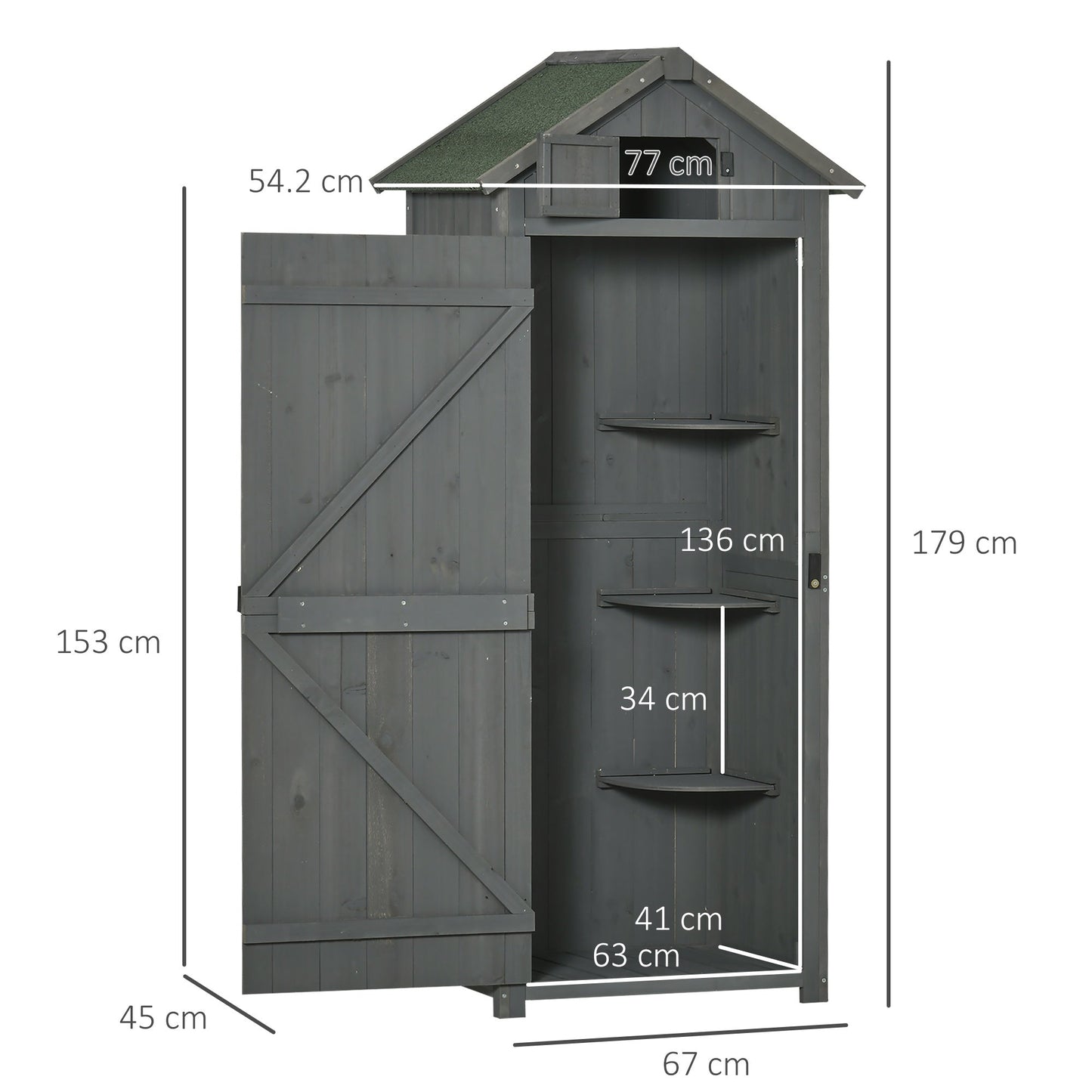 Rustica 179cm Single Door Apex Garden Store Fir Wood Grey by Steadfast