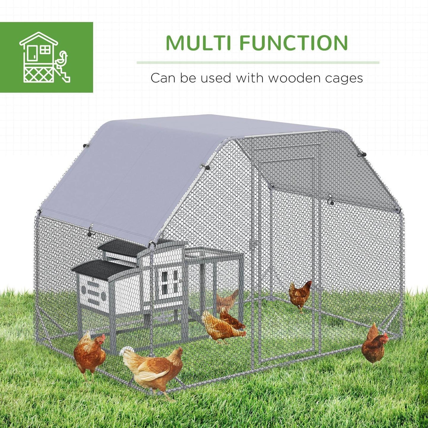 PawHut Chicken Run with Roof