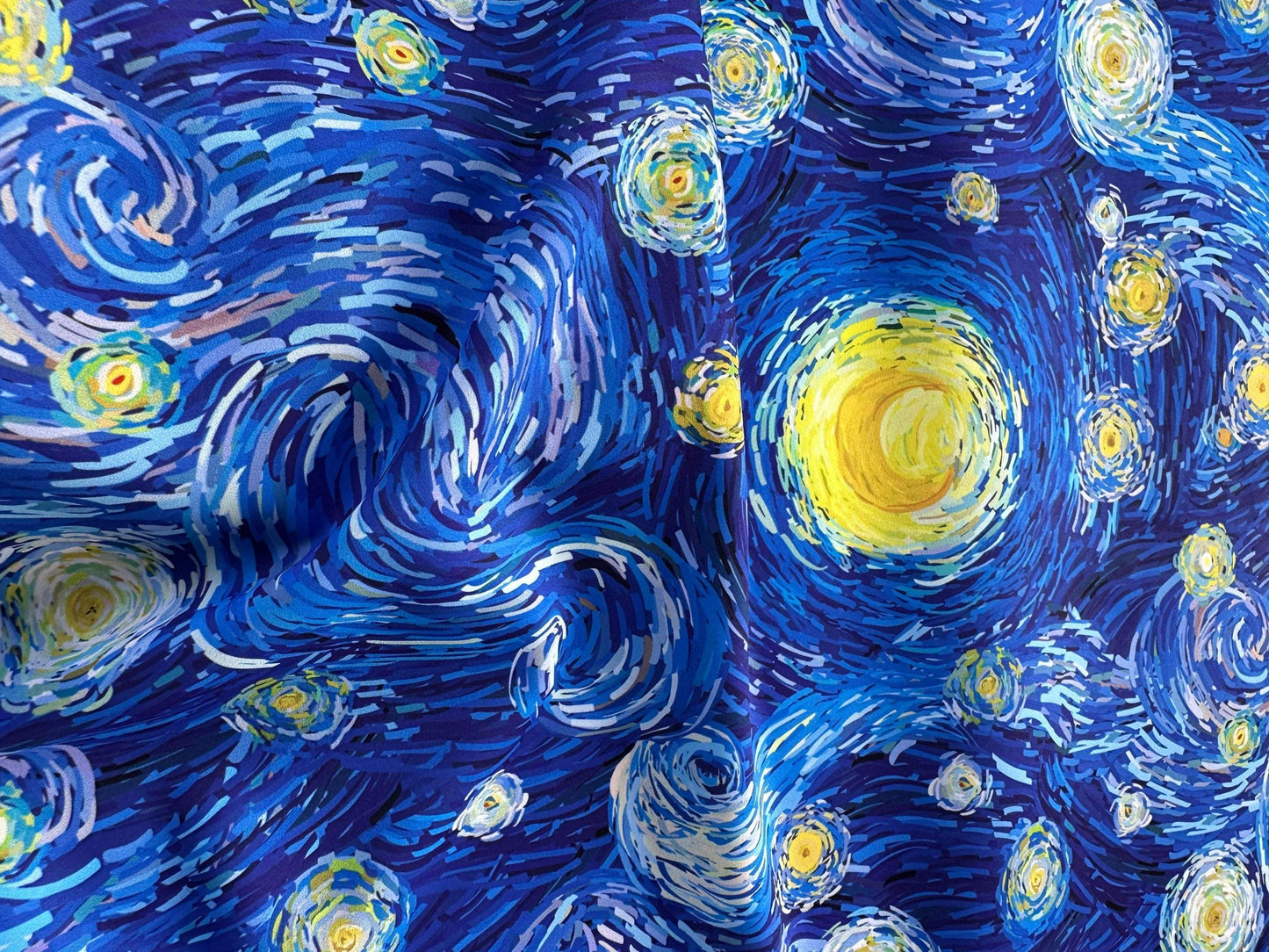 Van Gogh Inspired Fabric – Available in Satin, Crepe, Spandex & Chiffon | By Metre