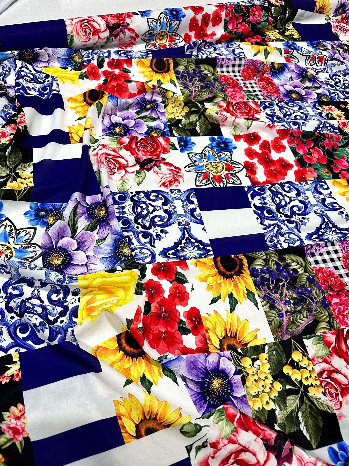 Majolica Pattern Fabric – Custom Printed Fabric, Choose Material by Metre