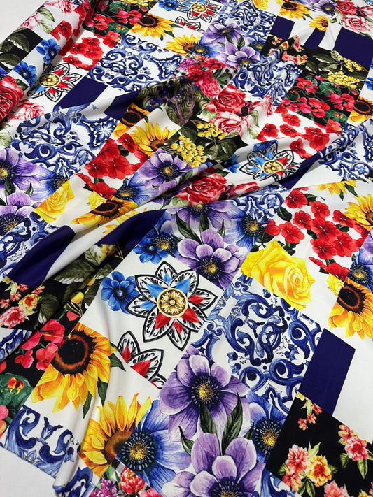 Majolica Pattern Fabric – Custom Printed Fabric, Choose Material by Metre