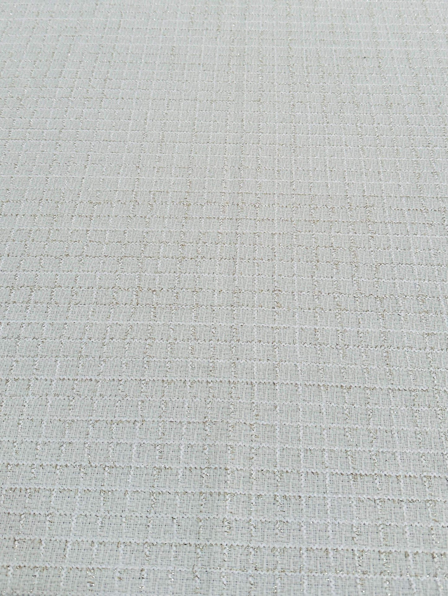 White Wool Tweed Fabric – Checked Glitter Suiting by the Metre