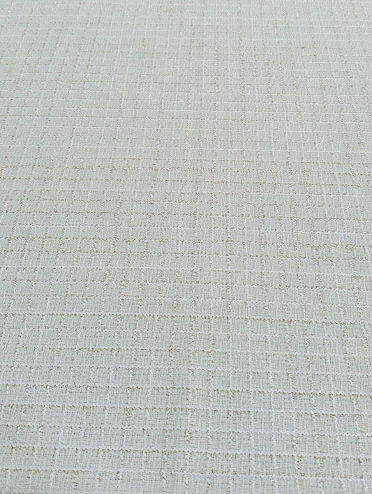 White Wool Tweed Fabric – Checked Glitter Suiting by the Metre