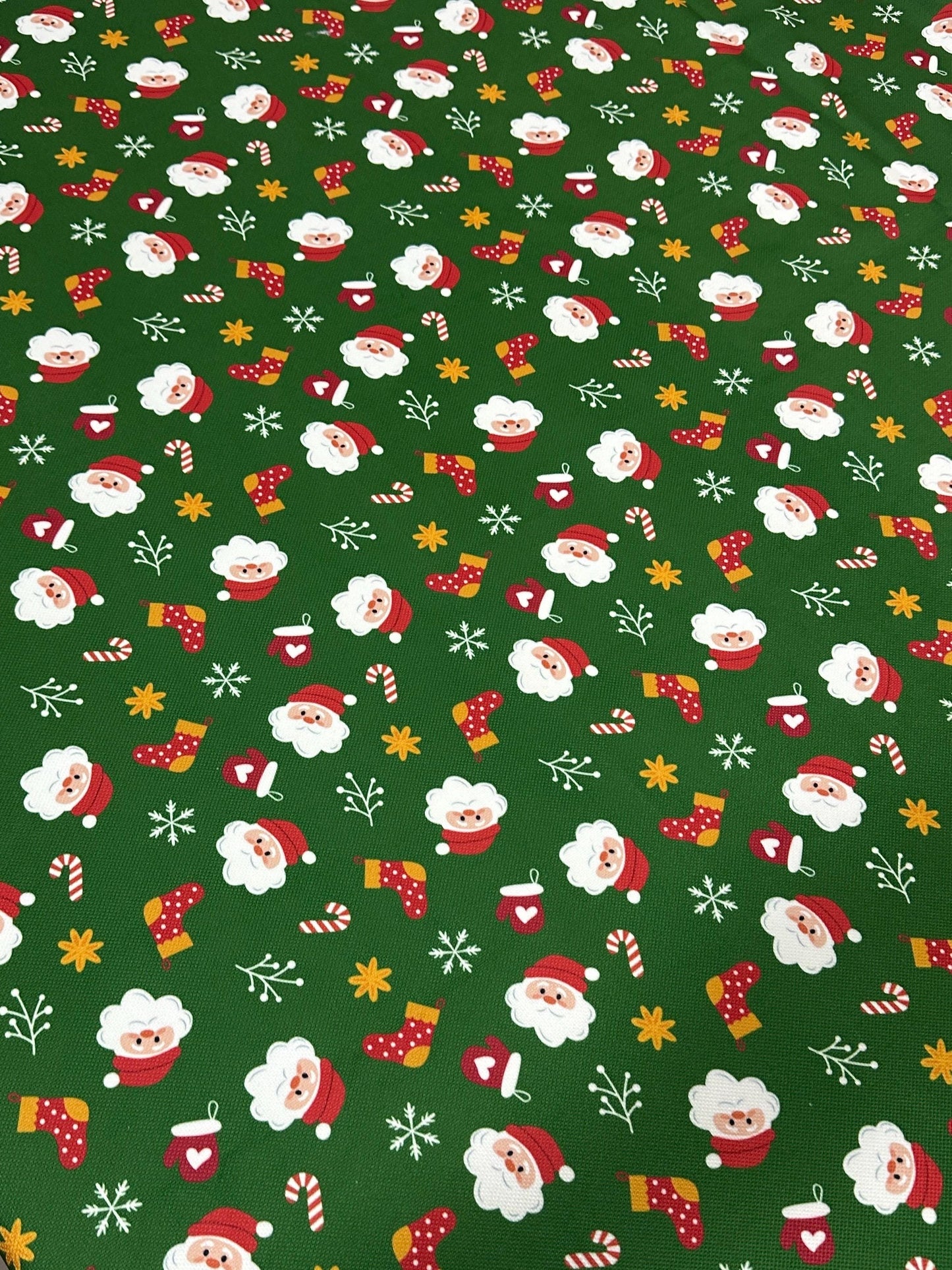 Green Santa Claus Christmas Fabric
