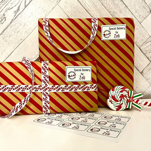 Sheet Of 21 Personalised Name North Pole Express Christmas Present Stickers Gift Labels Christmas stickers