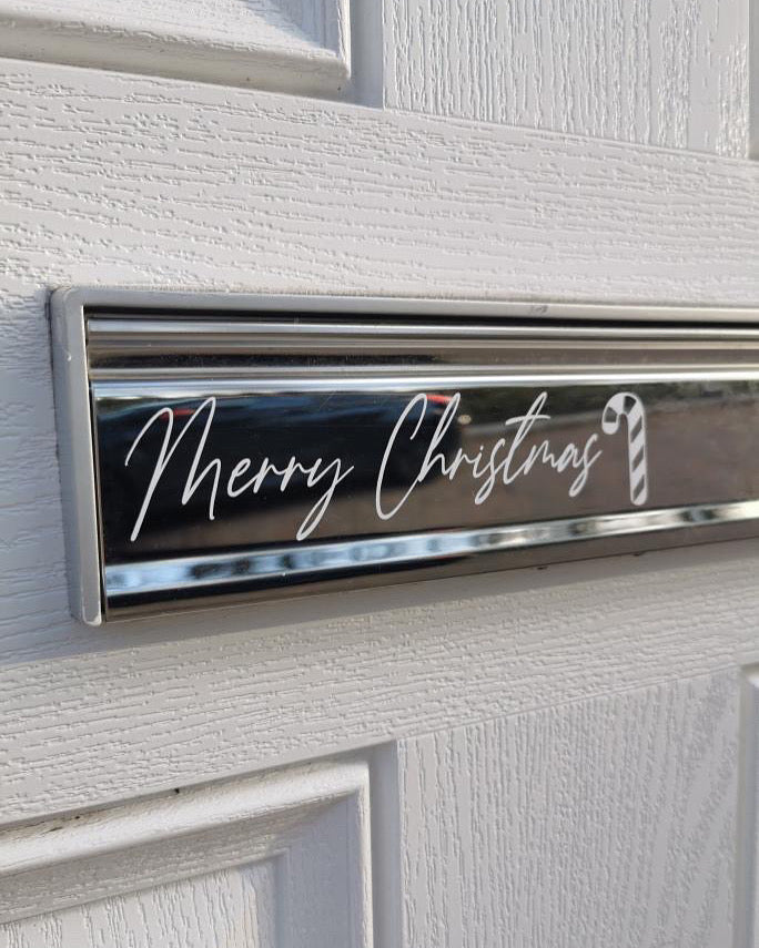 Merry Christmas Candy Cane Letter Box Letterbox Decor House Sticker Label