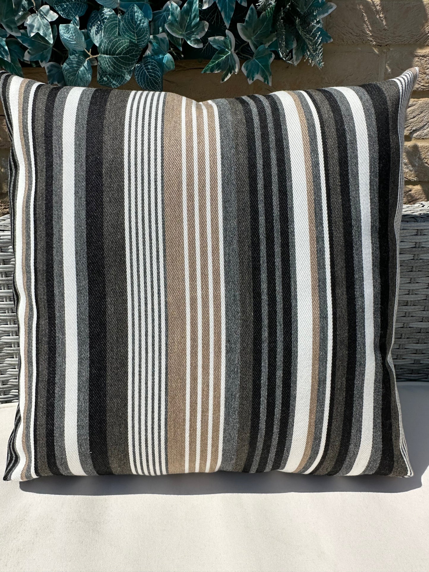 The Couture Cushion - The Outdoor Beige Multi Stripe - Style No. 121