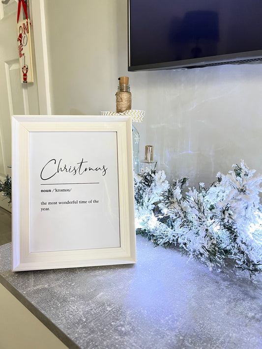 Christmas Definition Winter Christmas Seasonal Wall Home Decor Print