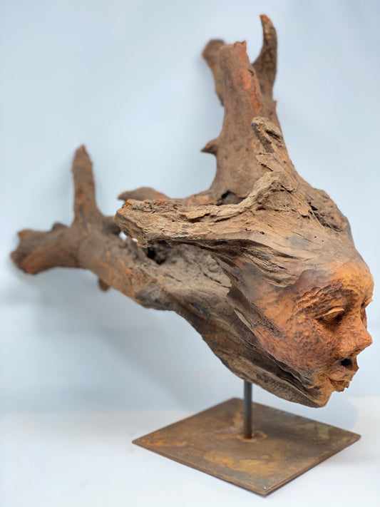 Carved Head Wooden Sculpture