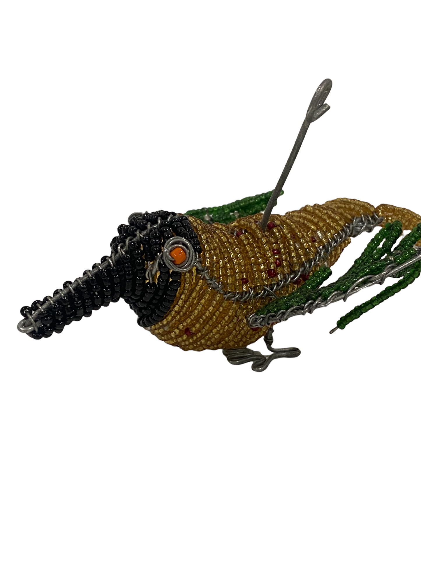 African Beaded Wire Garden Birds - Gold (17.5)