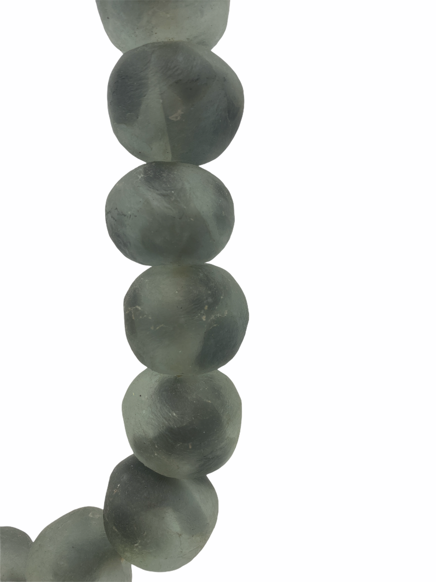 Ghana Glass beads - Grey/Clear Large