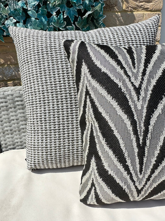 The Couture Cushion - The Outdoor Beige Black Jacquard - Style No. 140