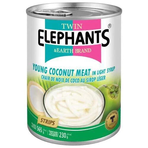TWIN ELEPHANTS Young Coconut Meat In Light Syrup (Strips) 565g