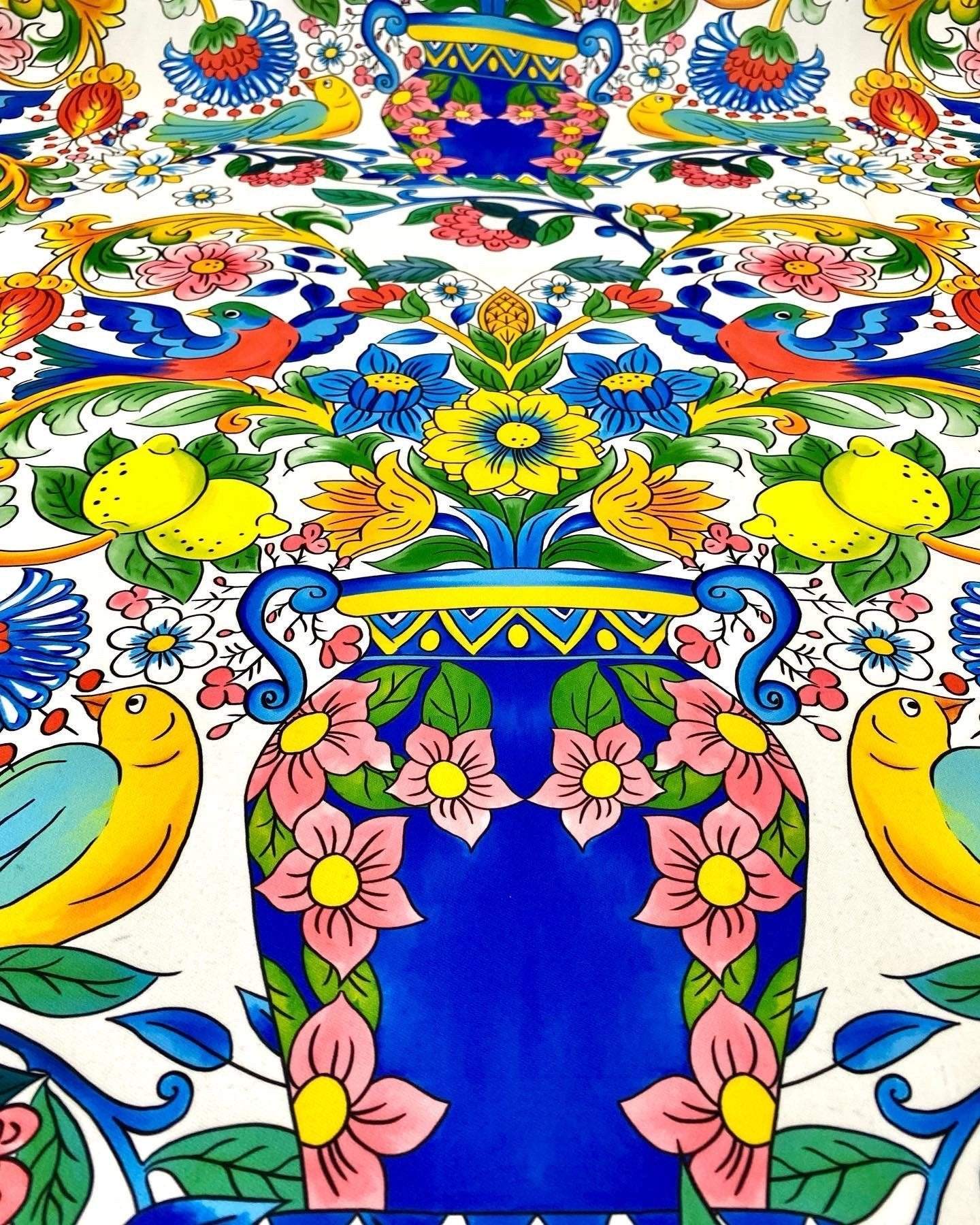 Italian Floral Lemon Pattern Fabric – Multiple Fabric Options, Sold by Metre