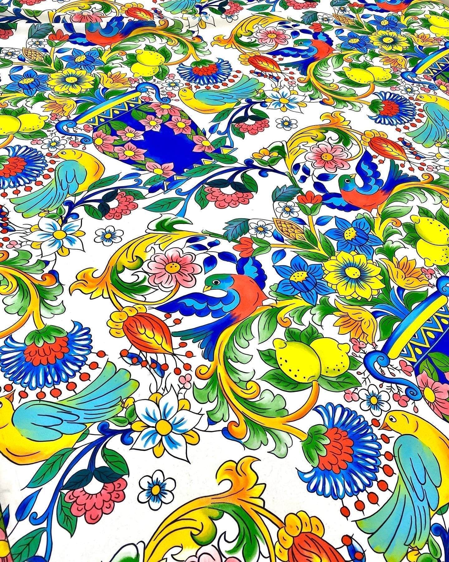 Italian Floral Lemon Pattern Fabric – Multiple Fabric Options, Sold by Metre